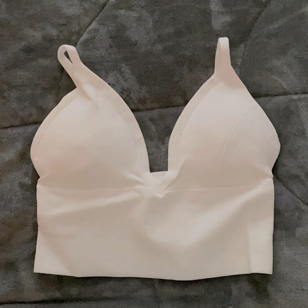 SHEIN white rib longline bralette